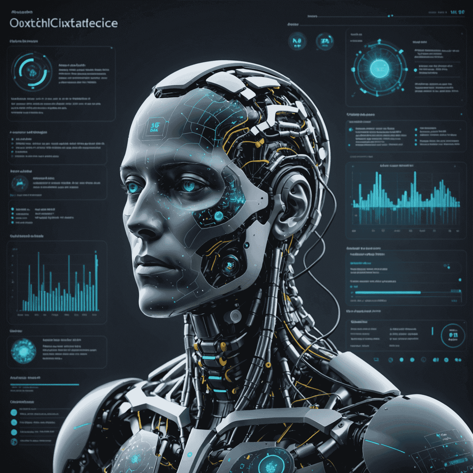 Vizualizare a interfeței OxiCheck cu elemente de inteligență artificială și grafice de analiză